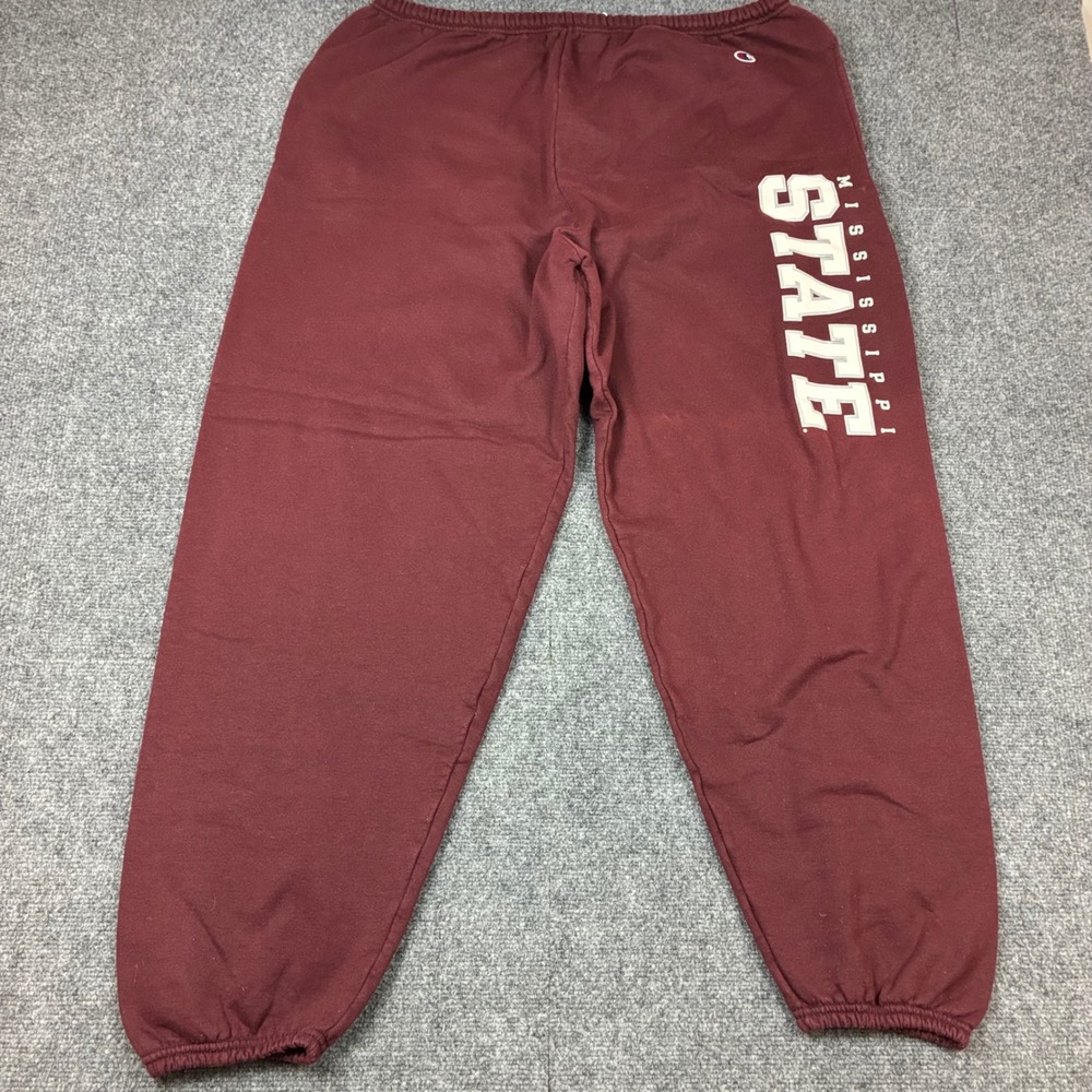 Y2K Champion Mississippi State Bulldogs Sweatpants Maroon Mens Size 2XL Fleece